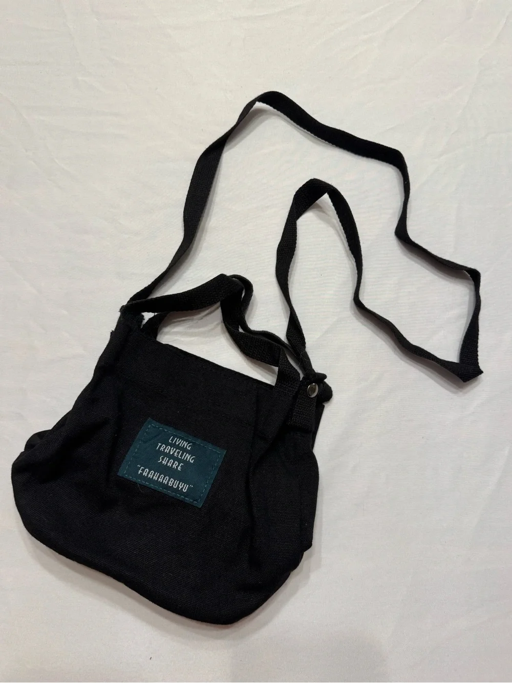 Black Canvas Crossbody Travel Bag